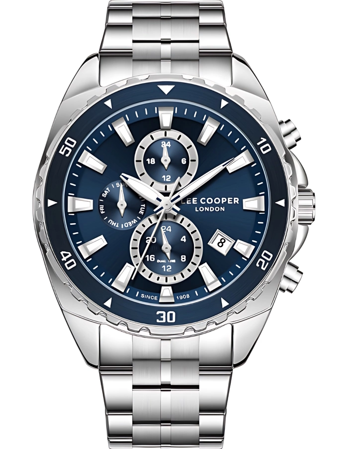 Shop Lee Cooper Men's Multi Function Dark Blue Dial Watch