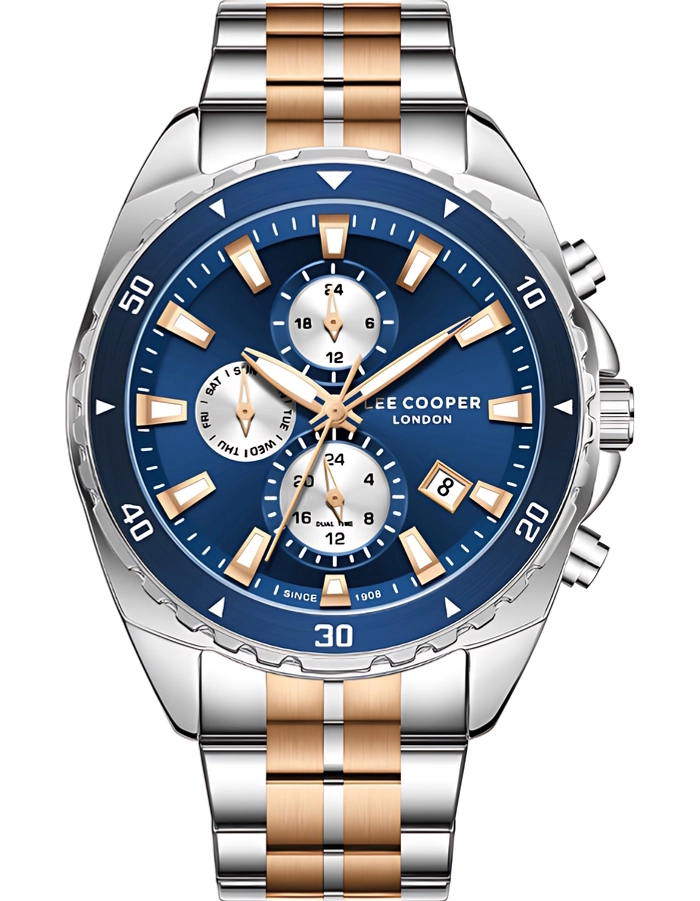 Shop Lee Cooper Men's Multi Function Dark Blue Dial Watch