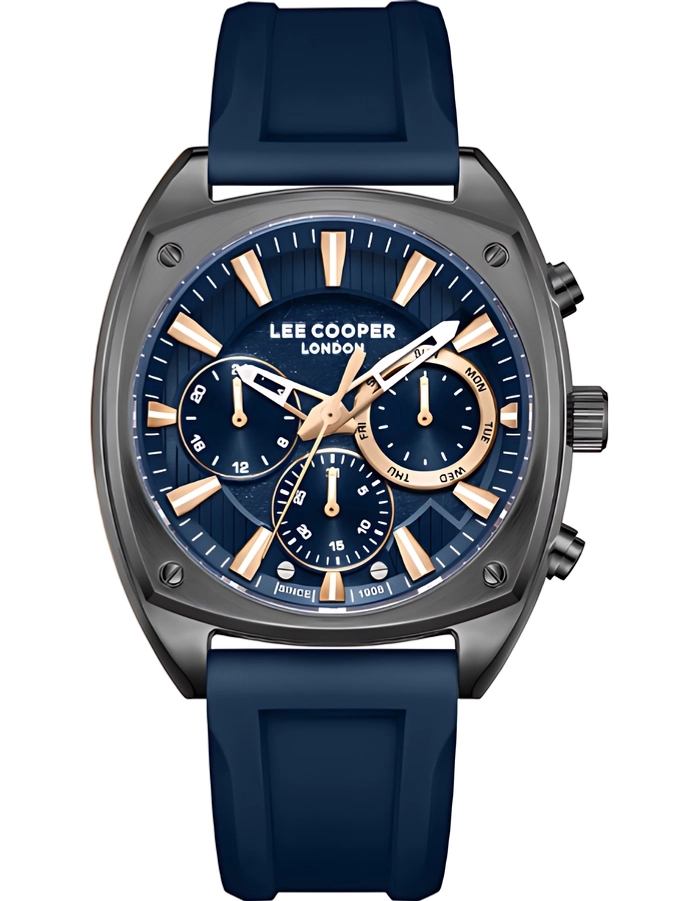 Shop Lee Cooper Men's Multi Function Dark Blue Dial Watch