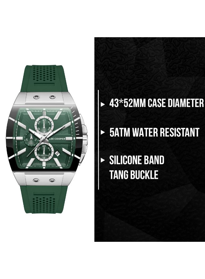 Lee Cooper Orologio Uomo Multifunzione Quadrante Verde LC07493.377 - Cinturino In Pelle - Vetro Minerale 5 ATM - 2