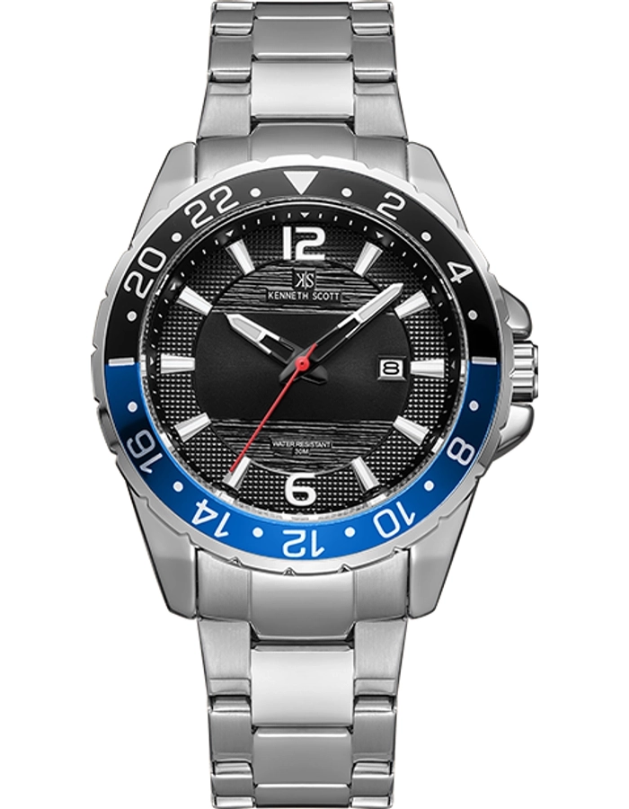 Kenneth Scott Men's Analog Black Dial Watch - K22041-SBSBL