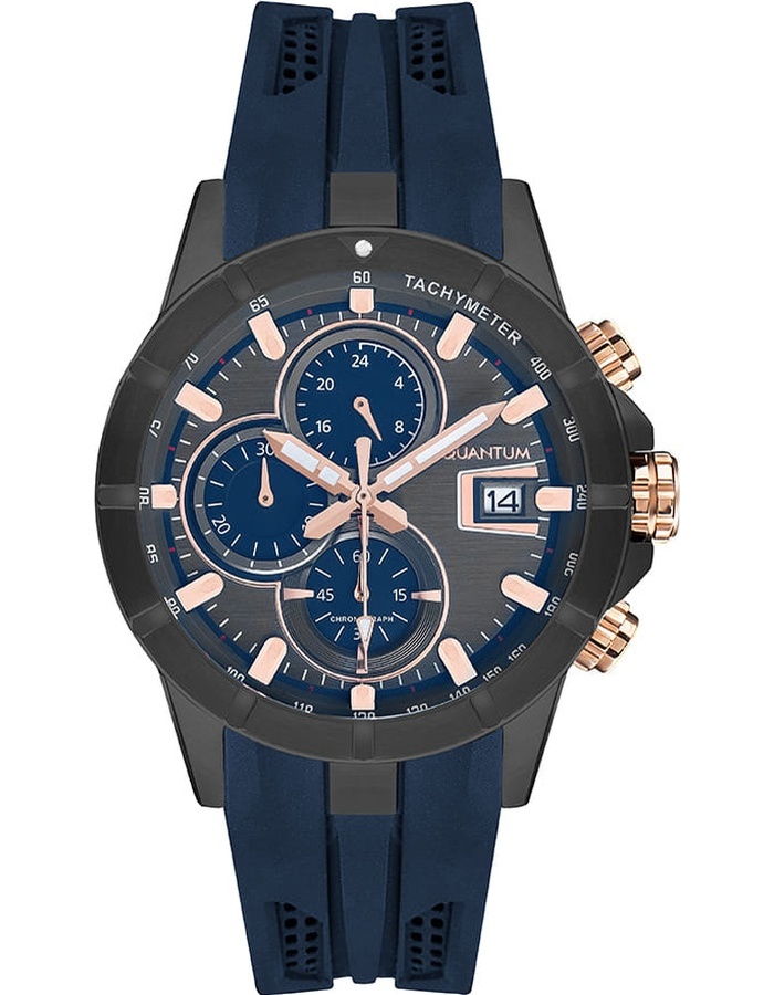 Lee Cooper Orologio Multifunzione Uomo LC07490.691 - Cassa In Acciaio 46mm, Quadrante Blu, Cinturino In Pelle Blu, Vetro Minerale, Impermeabile 5 ATM